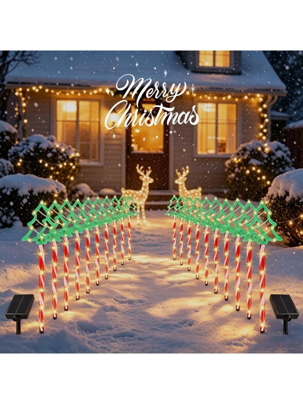20 Pack Solar Candy Cane Pathway Lights for Outdoor Christmas Decor